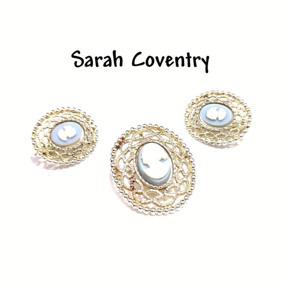 Vintage Sarah Coventry Cameo Brooch Earrings Set, 1970s - Picture 10 of 10